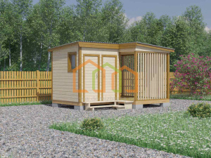 Угловой хозблок с туалетом, душем и дровником