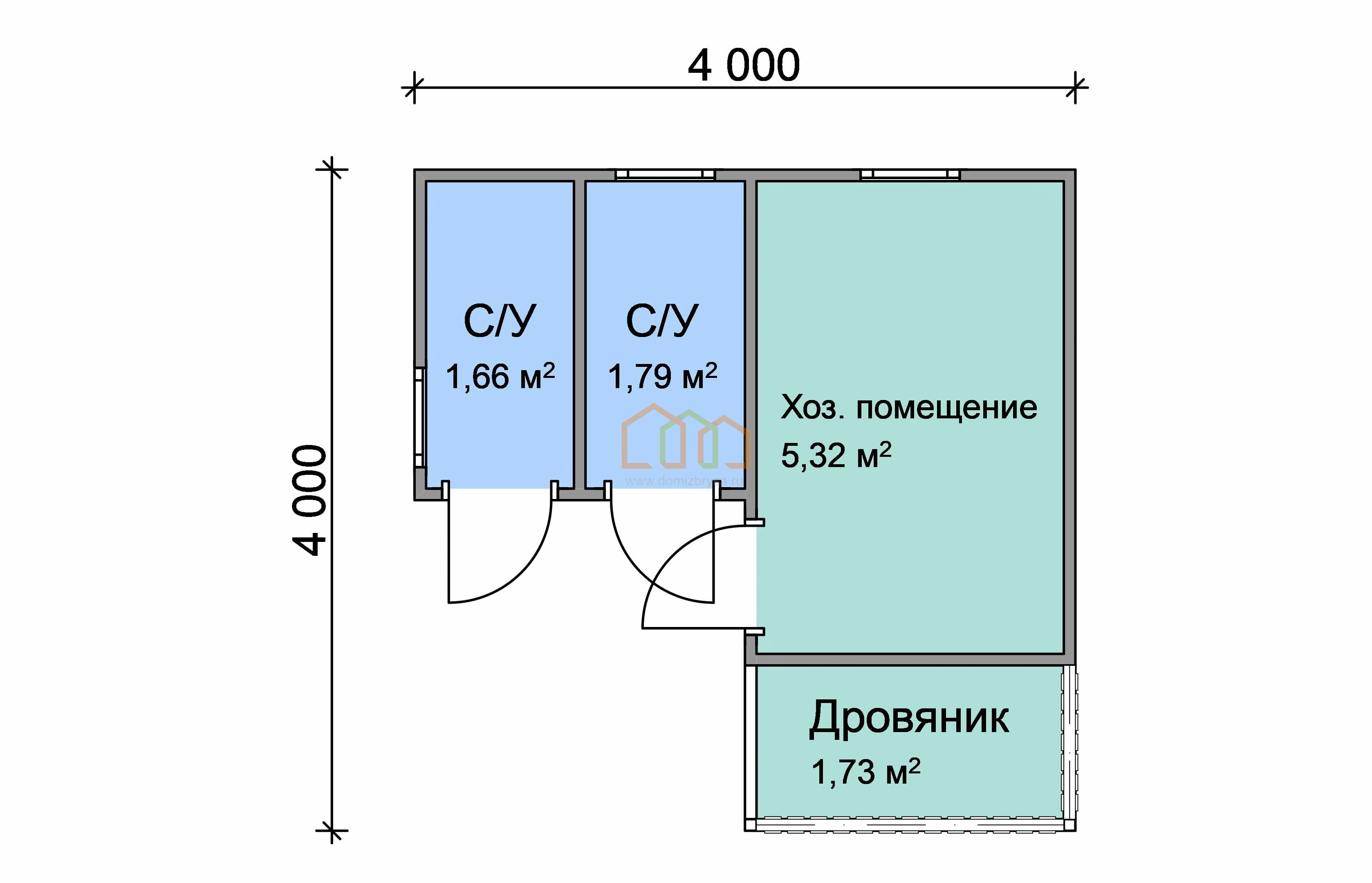 Угловой хозблок с туалетом, душем и дровником 4x4 (16 м²), цена 215500 руб.  под ключ в Самаре